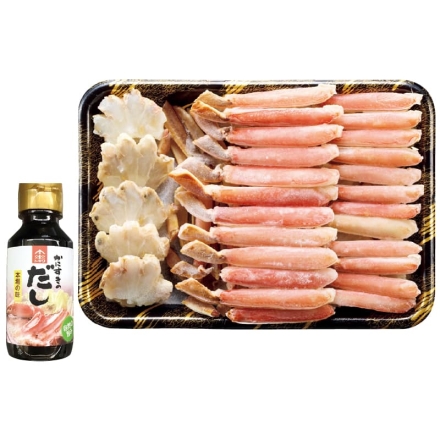 お歳暮のし付き 冷凍 生ずわいがにハーフポーション ずわいがに1kg、かにすきのだし100ml