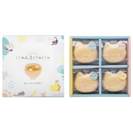 お歳暮のし付き にゃんもにゃにゃ猫のもなかのお味噌汁 あごだし・しじみだし・まとうだいだし 各14g、のどぐろだし14.5g