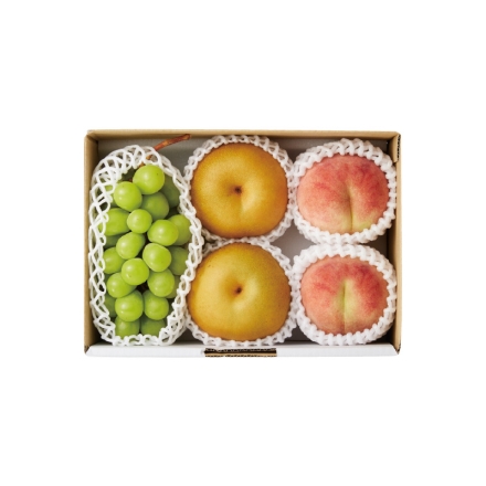 彩りフルーツセットＢ シャインマスカット450g（1房）、桃500g（2個）、梨700g（2個）