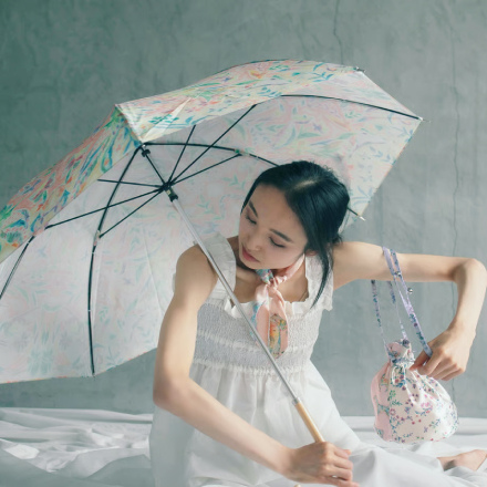 mumea 雨傘(長傘)「花曇り」桜の花と雲