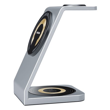 MICRODIA SNAPSTATION Aluminaire 23W 3-in-1 Wireless Charging Station w/Transparant Housing シルバー 52005