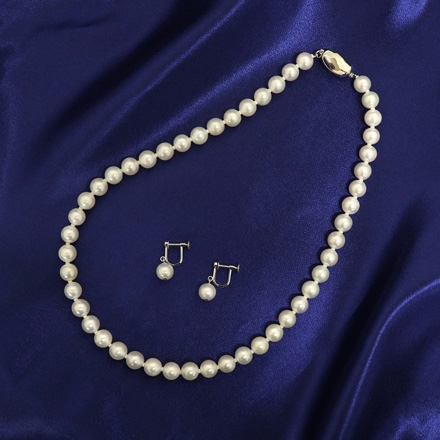 あこや真珠8-8.5mm珠 ネックレス＆イヤリングセット（スイングタイプ）
