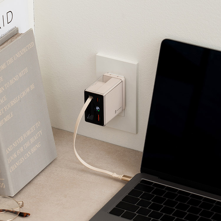 Life on Products ライフオンプロダクツ USB急速充電器 USB PD （パワーデリバリー）対応 35W コード巻取式 ベージュ LCAEA020