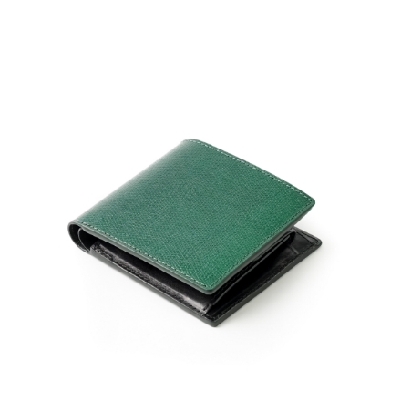 KUBERA9981 二つ折り財布（レーデルオガワ社 アニリン染めコードバン 型押し × グリーン）