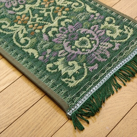 国産い草 袋織り玄関マット 上がり框 ビビアン 35×120cm グリーン