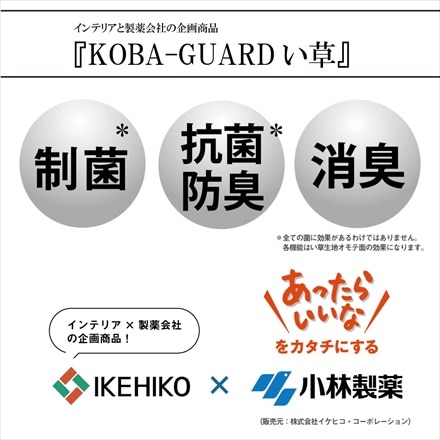 抗菌防臭・制菌加工 KOBA-GUARD い草ラグ クリア 190×190 ブラウン