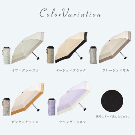 超コンパクト5段式 日傘 折りたたみ 晴雨兼用 グレージュ×モカ