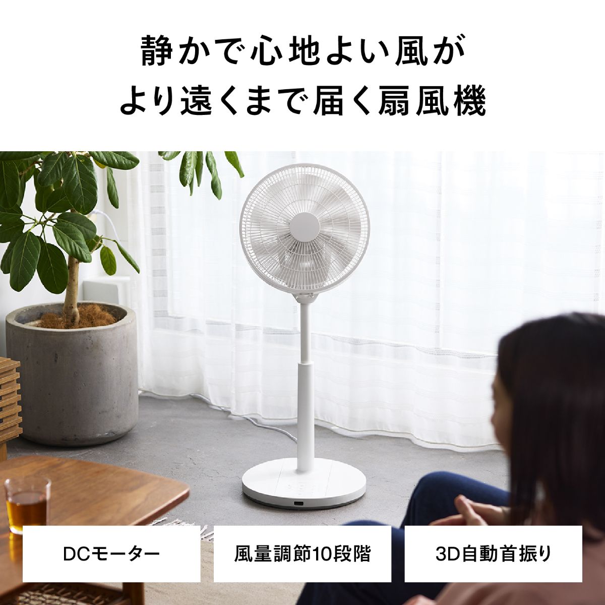 ツインバード サーキュレーション 扇風機 3D 9枚羽 風量10段階切替 ホワイト　EF-J951W