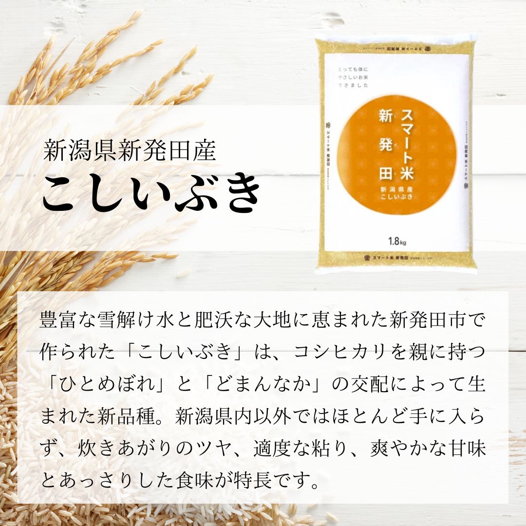 新潟県新発田産 スマート米 こしいぶき 無洗米玄米 (残留農薬不検出) 1.8kg 令和5年産