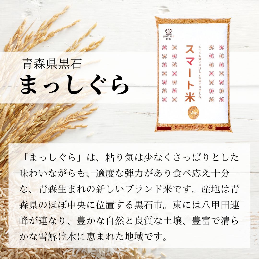 スマート米 青森県産 まっしぐら 無洗米玄米 (節減対象農薬50％以下) 5.0kg 令和5年産
