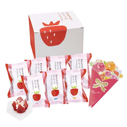 母の日 2026 母の日 博多あまおう 花いちごのアイス 計7個入 メッセージブーケ付 1851-084