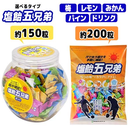 塩飴五兄弟 塩飴 飴 アメ 塩分補給 熱中症対策 ポット入り FDC