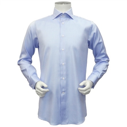国内縫製 形態安定 ホリゾンタルワイド 綿100% 長袖ワイシャツ S-裄丈80cm ※他サイズあり