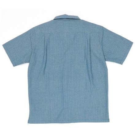 サッカー オープンカラー カジュアルシャツ 半袖 ブルー グリーン S