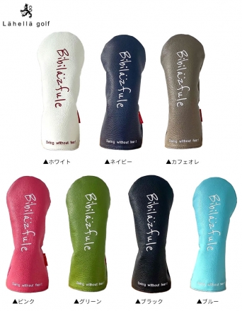 ラヘラ ゴルフ ドライバー用 メッセージ レザー ヘッドカバー ネイビー