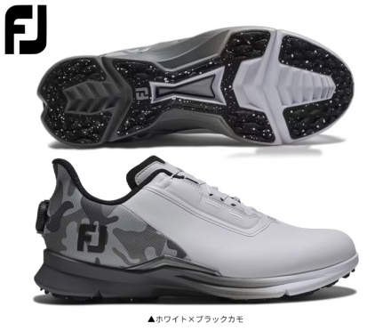 フットジョイ フューエル BOA 55396 スパイクレス ゴルフシューズ ホワイト×ブラックカモ 25.5cm