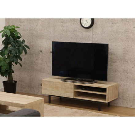 テレビ台 スチールレッグ 幅117.2 ローボード 脚付き 北欧 収納 木製 背面収納 ケーブル収納 新生活