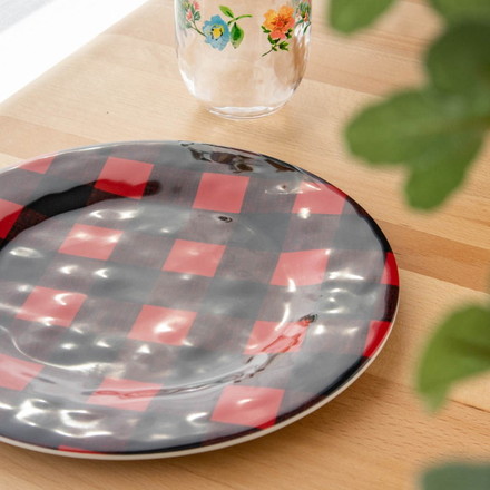 ヴィンテージ バッファローチェック ディナープレート 27cm レッド ターホン TarHong メラミン食器 27cm 割れにくい おしゃれ 食洗機対応 プレート お皿 ワンプレート 大皿 可愛い