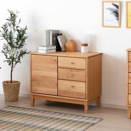 一生紀 キャビネット 幅80 FORTO 完成品 フォルト アルダー無垢材 ルーター収納 モデム収納 リビングボード