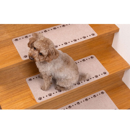 SankoPet 日本製 ペット用 階段マット 55×21cm 13枚入り 滑り止め 滑落防止 撥水 洗濯可 サンコーペット ベージュ