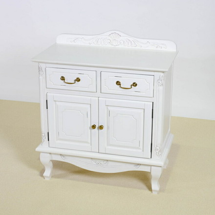 キャビネット 幅75cm マホガ二ー材 完成品 ホワイト 高級感 エレガント ホワイト ミニチェスト ローチェスト