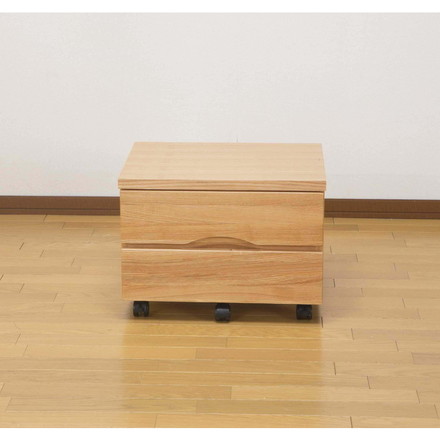 天然木 タモ 突板 プリンターワゴン 収納ワゴン 幅50 木目調 キャスター付き 2段 引き出し 木製 在宅勤務 テレワーク 勉強机