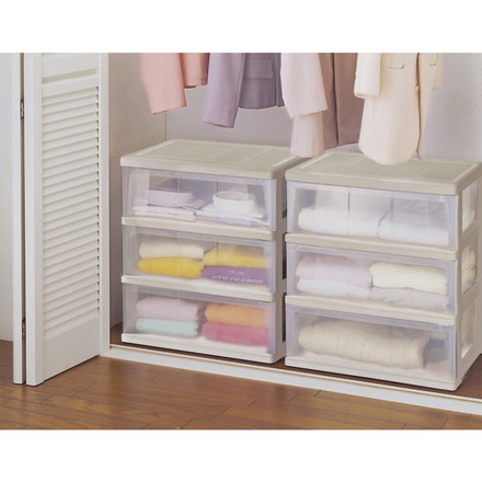 天馬 クロ-ゼットワイド 3段 540 カプチーノ 衣類収納 収納ケース チェスト クローゼット収納 押し入れ収納