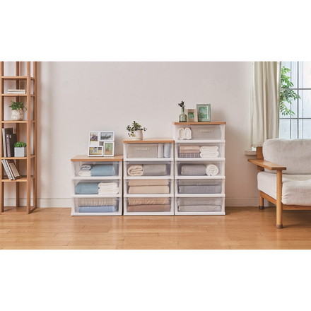 天馬 木製天板ストッカー組立式3段 550 メープル 衣類収納 収納ケース チェスト クローゼット収納 押し入れ収納