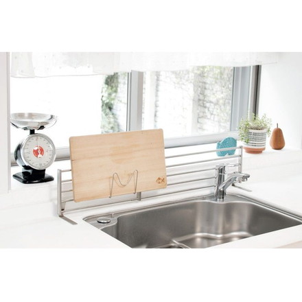 伸縮式 シンク奥スタンド 幅62~90cm まな板スタンド 付属 置き型 キッチンラック キッチン収納 ステンレス