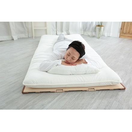 天然木 桐製 2つ折りすのこベッド セミシングル 幅80 布団も干せる 軽量 折りたたみベッド 薄型 すのこベッド