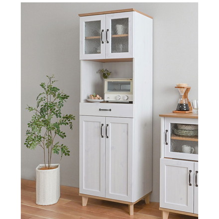 リビストレンジラックRV180-60RB WH/GN ホワイト×グレーナチュラル 幅58cm レンジラック 食器棚