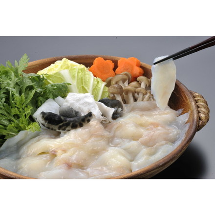福岡 「ふく太郎本部」 ふくしゃぶしゃぶ 2人前 まふくスライス150ｇ、とらふぐコラーゲンしゃぶ用皮40ｇ、ふく鍋だし45ｇ×2、ポン酢35ｇ×2、モミジオロシ3ｇ×2