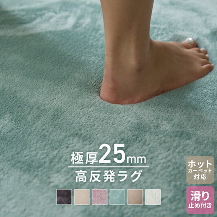 極厚高反発ラグ 選べる4サイズ 極厚25mm 正方形 長方形 フランネル 撥水 防音 滑り止め付 クッション性 マイクロファイバー オールシーズン ラグ ラグマット マット カーペット ラグカーペット ウレタン 200×250cm セージグリーン
