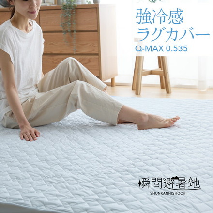 瞬間避暑地 極厚ラグ 205×245cm 強冷感 厚さ60mm 底付き感なし 洗える グレージュ 205×245cm