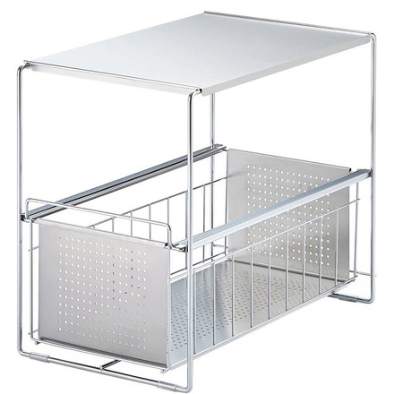 燕三条 シンク下スライド収納ラック 1段 幅25 奥行43.5 高さ35.5 日本製 シンク下 収納 引き出し 引出し