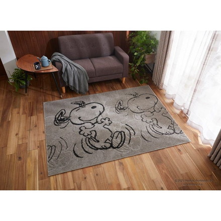 PEANUTS ラグ 185×185cm サパータイムラグ スヌーピー SNOOPY ピーナッツ 防ダニ 床暖房