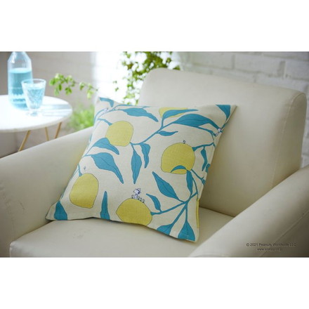 PEANUTS クッションカバー 45×45cm スヌーピー SNOOPY キャンプレモン ピーナッツ 洗える