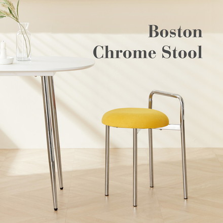 roomnhome ボストン クロム スツール 幅56cm mix素材 クリーム