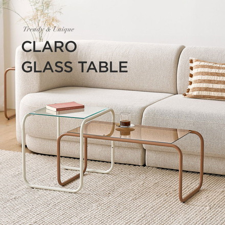 roomnhome ガラス サイドテーブル 幅50 テーブル スチール ミッドセンチュリー ダイニングテーブル 棚付き ホワイト