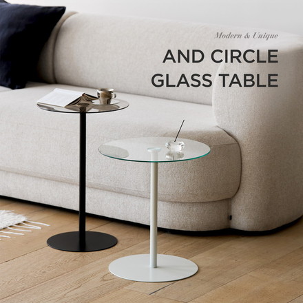 rooomnhome ガラス サイドテーブル 幅40cm 丸形 アンドラウンドガラステーブル ダイニング ブラック