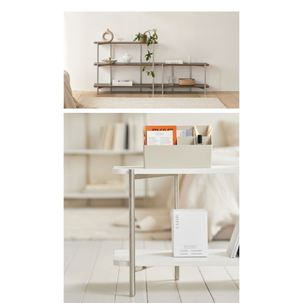 roomnhome ステンレス オープンラック ステンレス バルトステンシェルフ 収納 幅80cm 2段 棚 ミッドセンチュリー デザインラック ホワイト