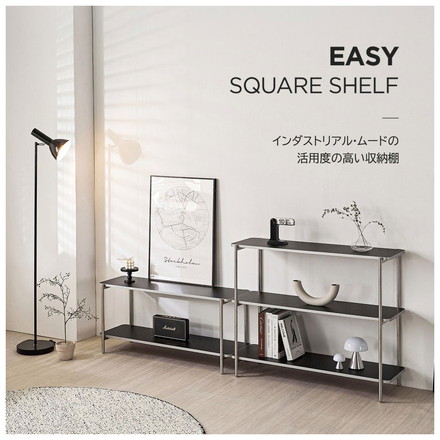 roomnhome イージー ディスプレイラック オープンシェルフ 幅80 ステンレス ラック オープンラック 3段 スマート ローボード ブラック