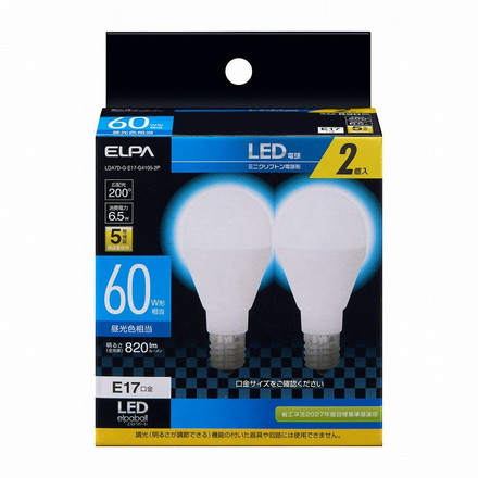 ELPA 朝日電器 LED電球 ミニクリプトン形 LDA7D-G-E17-G4105-2P