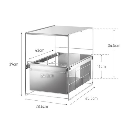日本製 燕三条 シンク下 スムーズ引き出しラック 1段 幅28.6cm 頑丈 シンク下収納バスケット ステンレス製