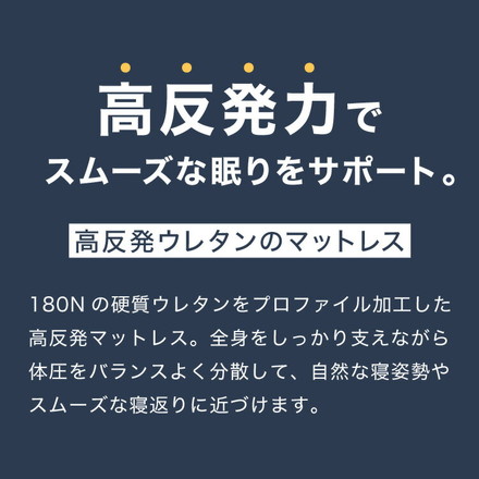 小さめ 高反発マットレス RISE 幅70 80 90 ライズ東京 厚さ6cm セミシングル SS 硬質ウレタン 3つ折り 幅90/ネイビー