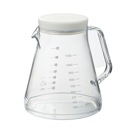 日本製 曙産業 コーヒーサーバー 1100ml ホワイトトライタン 割れにくい 軽量 クリア 透明 電子レンジ可 食洗機可 コーヒー 珈琲 ドリッパー 丈夫 注ぎやすい 目盛付きプラスチック製