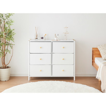 天板付き エレガントチェスト 3段 ワイド 幅89cm ローチェスト タンス ファブリックチェスト 収納棚 引き出し