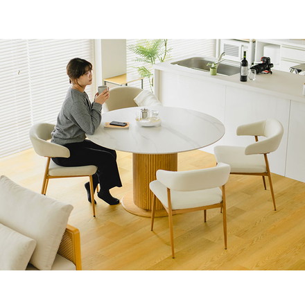 ダイニングテーブル 円形 120cm セラミック天板 北欧 白 ホワイト ナチュラル