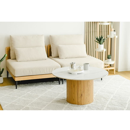 センターテーブル 円形 80cm セラミック天板 北欧 白 ホワイト ナチュラル