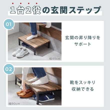 ヴィンテージ調 玄関台 幅45cm 連結可能 玄関 台 踏み台 ステップ スチール製 玄関ステップ 段差 軽減 靴